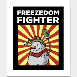 Vintage Snowman Freezedom Fighter Pun Resist Revolution Posters and Art